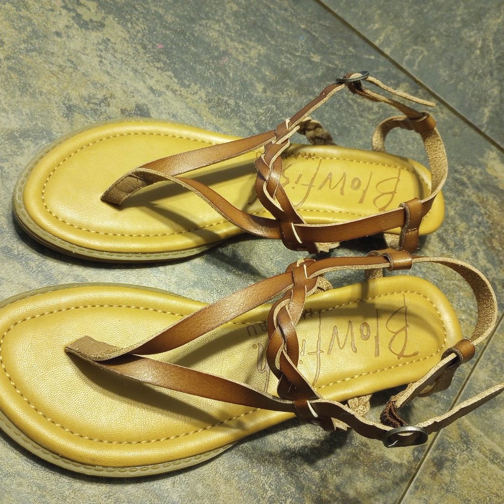 Blowfish Strappy Brown Leather Sandals-BOHO- Size 8.5